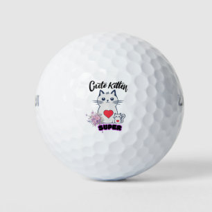 Balles De Golf Illustration de chat Vivre le Rêve Design d'art mi