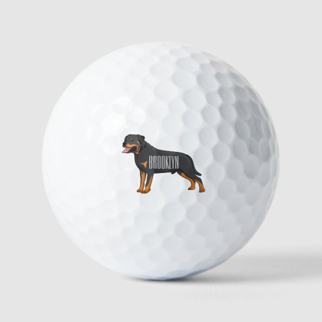 Balles De Golf Illustration de chien Rottweiler (Recto)