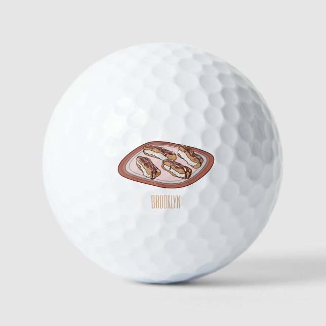 Balles De Golf Illustration de dessin animé d'éclair au chocolat (Recto)
