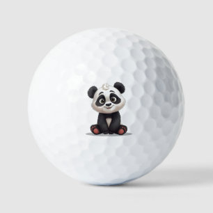 Balles De Golf Illustration de dessin animé d'ours panda assis