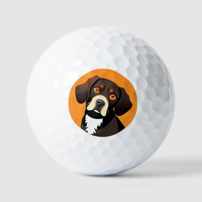 Balles De Golf Illustration de dessin animé mignon d'un chiot (Recto)