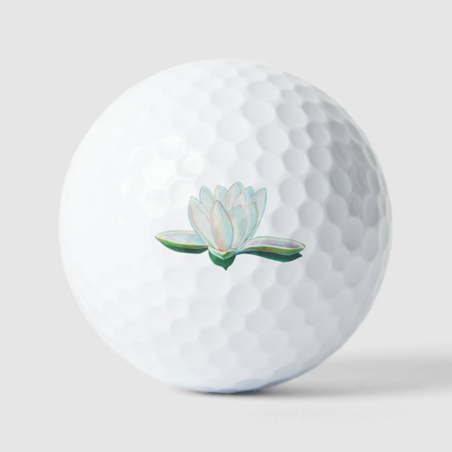 Balles De Golf Illustration de la fleur de lotus blanc (Recto)