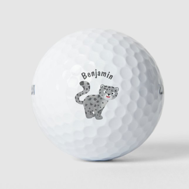Balles De Golf Illustration de mignon léopard des neiges (Devant)