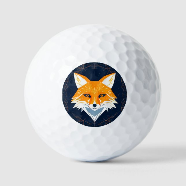 Balles De Golf Illustration de renard polygonal avec ornement cél (Recto)