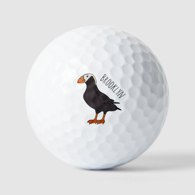 Balles De Golf Illustration d'oiseau bouffon touffu (Recto)