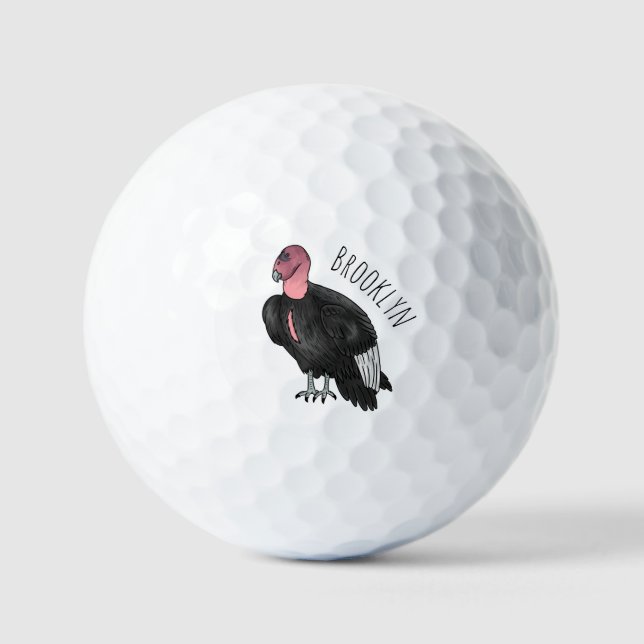 Balles De Golf Illustration d'oiseau condor de Californie (Recto)