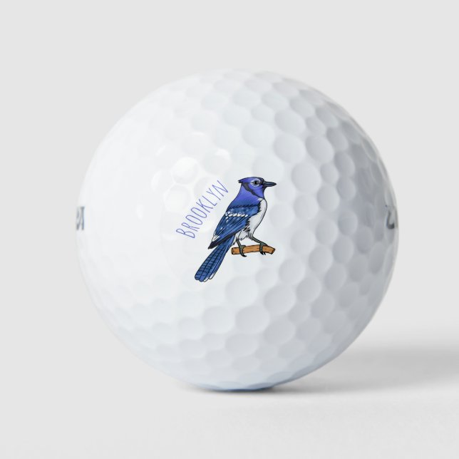 Balles De Golf Illustration d'oiseau de jay bleu (Devant)