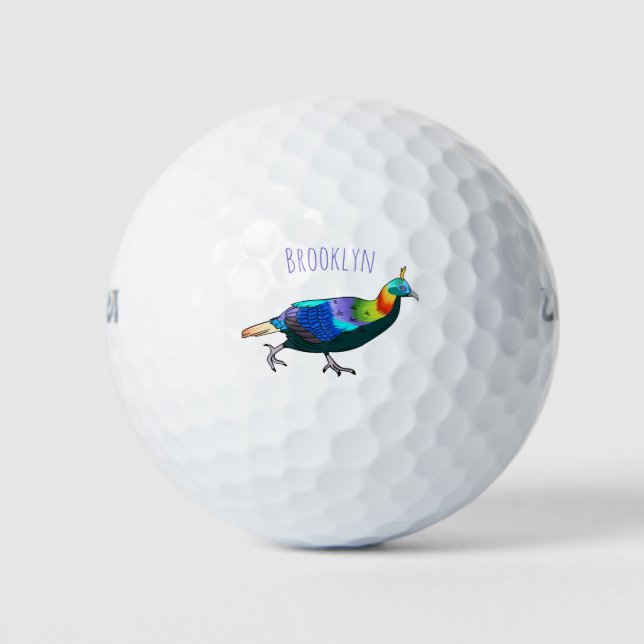 Balles De Golf Illustration d'oiseau monal himalayen (Devant)