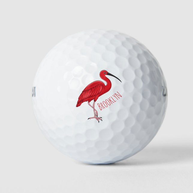 Balles De Golf Illustration d'oiseau Scarlet ibis (Devant)