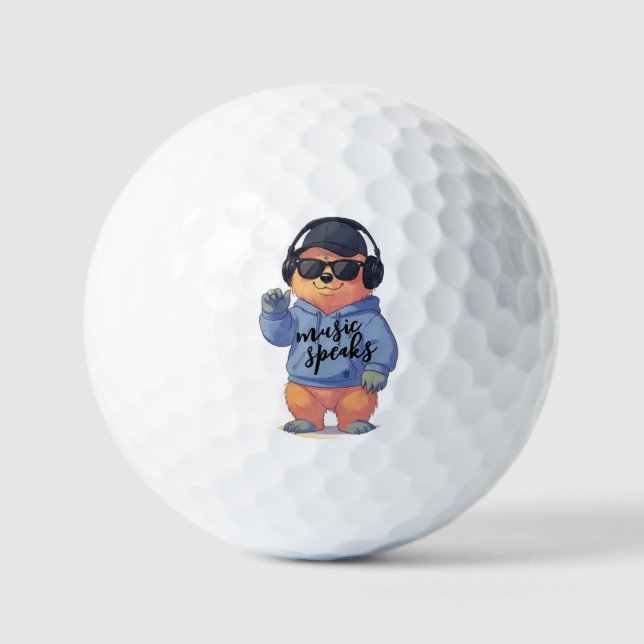 Balles De Golf illustration d'ours cool, (Recto)