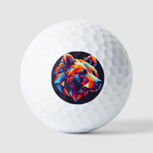 Balles De Golf Illustration d'ours géométrique aux couleurs vives