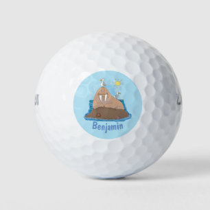 Balles De Golf Illustration drôle de morse joyeux
