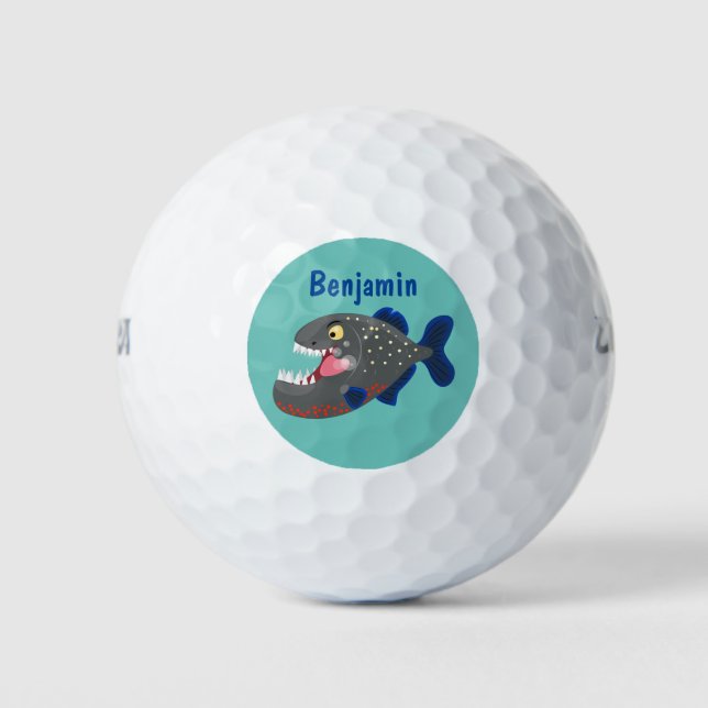 Balles De Golf Illustration drôle de piranha affamée (Devant)