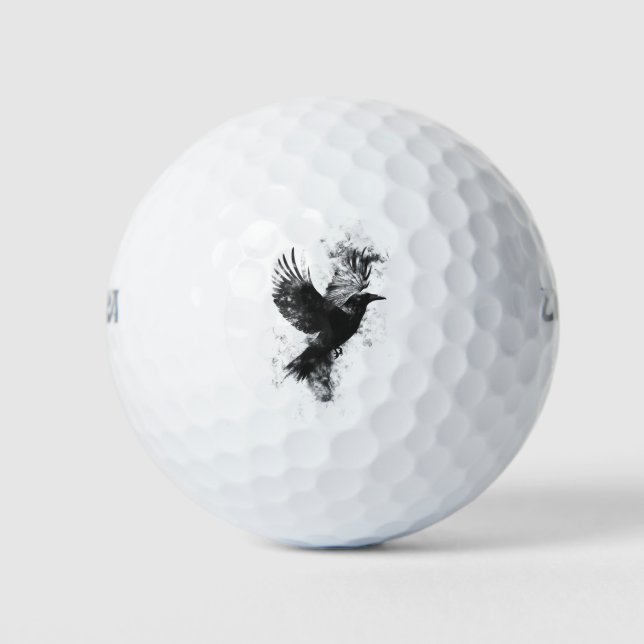 Balles De Golf Illustration du Corbeau gothique : Fumée et plumes (Devant)
