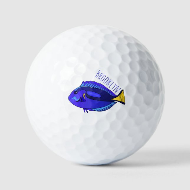 Balles De Golf Illustration du poisson de la cuve bleue (Recto)