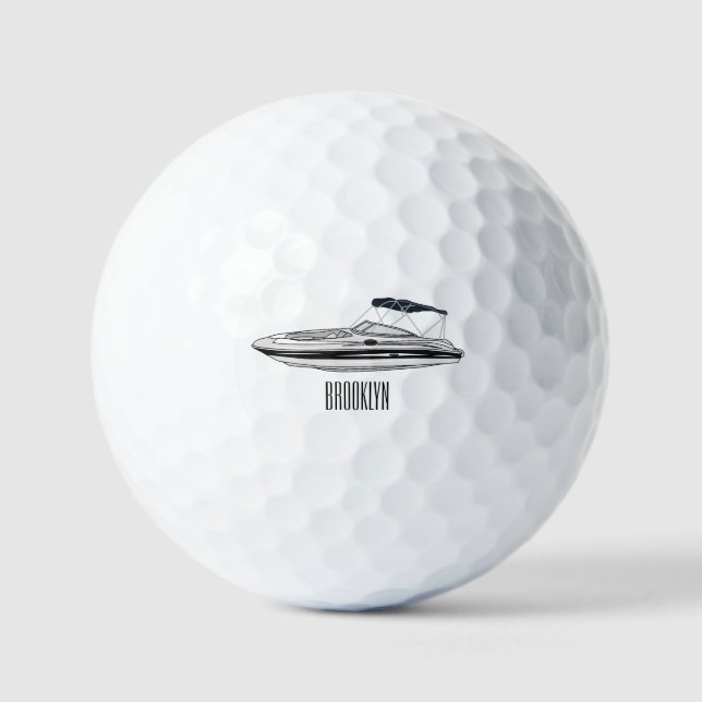 Balles De Golf Illustration d'un bateau à moteur (Recto)