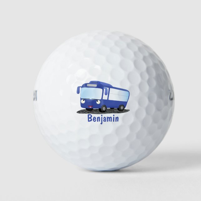 Balles De Golf Illustration d'un bus moderne bleu mignon (Devant)