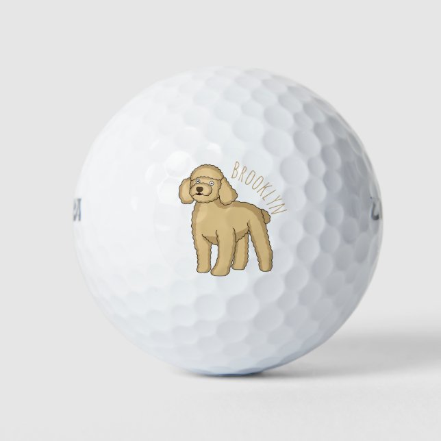 Balles De Golf Illustration d'un caniche brun joyeux (Devant)