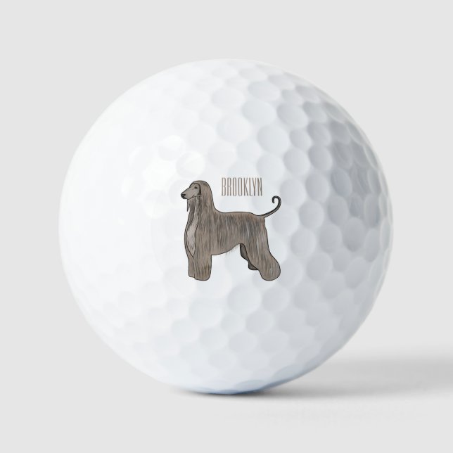 Balles De Golf Illustration d'un chien hound afghan (Recto)