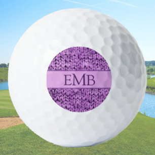 Balles De Golf Imprimé Violet Knit Conception Personnalisée Monog