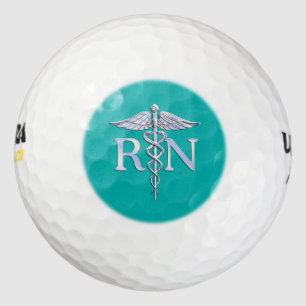 Balles De Golf Infirmière autorisée RN Caduceus sur Turquoise Vib