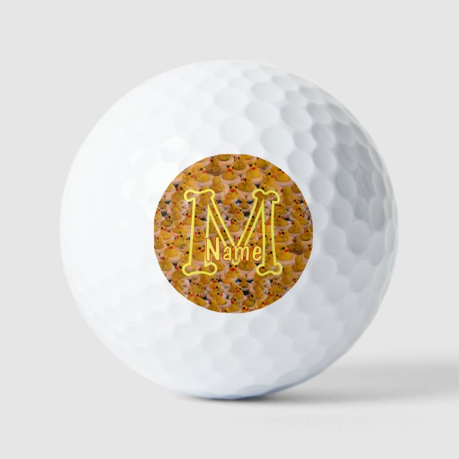 Balles De Golf Initiale de monogramme personnalisé Nom Canards en (Recto)
