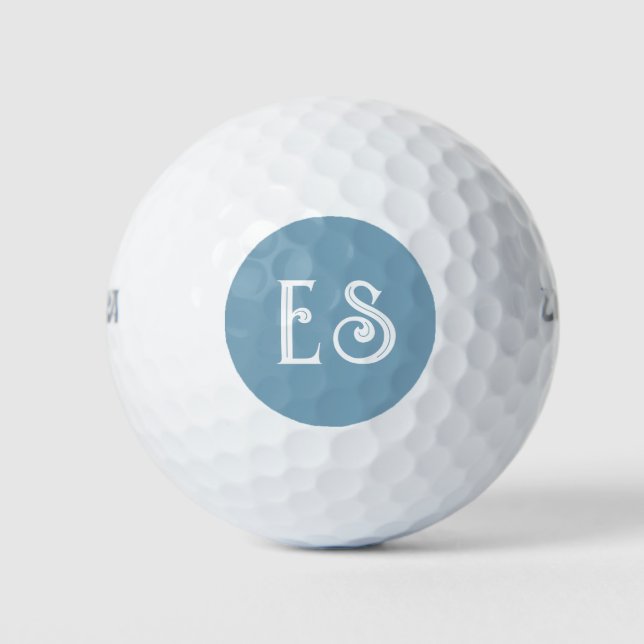 Balles De Golf Initiales de Monogramme bleu moderne personnalisée (Devant)