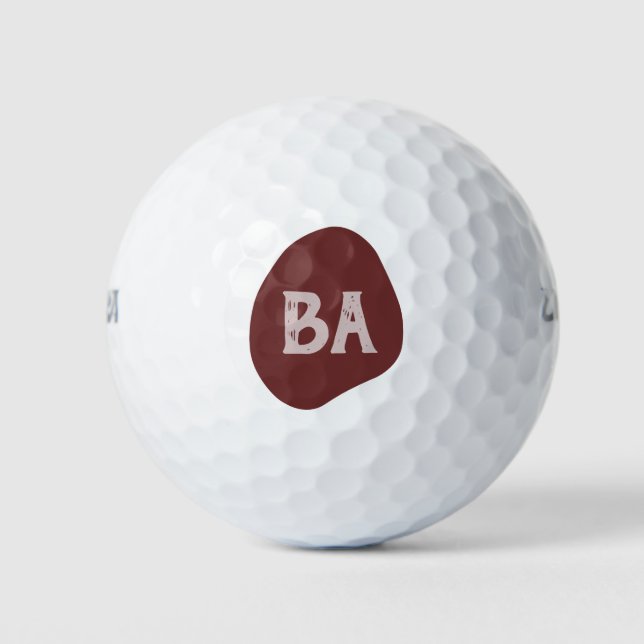 Balles De Golf Initiales de monogramme en rose sur bulle de Bourg (Devant)