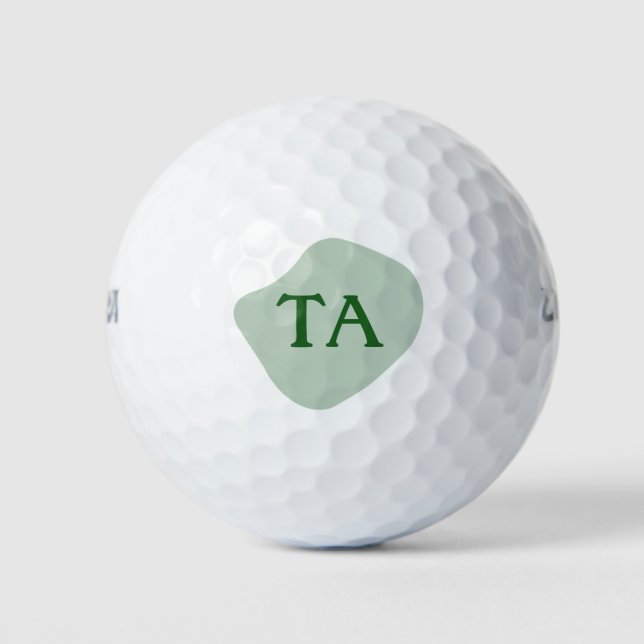 Balles De Golf Initiales de monogramme en vert sur une bulle de c (Devant)