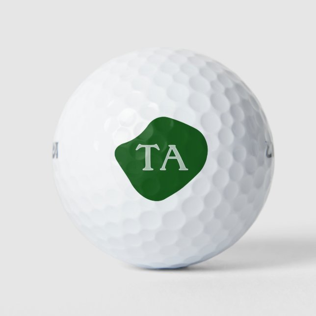 Balles De Golf Initiales de monogramme en vert sur une bulle somb (Devant)