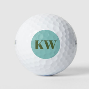 Balles De Golf Initiales de Monogramme Vert Bleu Moderne Personna