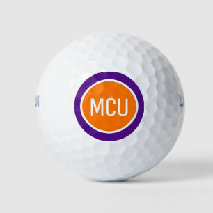 Balles De Golf Initiales de monogramme violet orange personnalisé