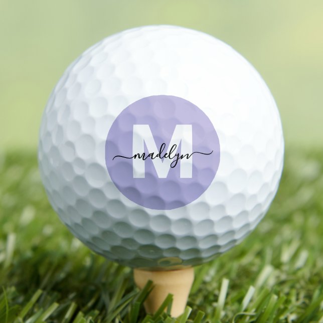 Balles De Golf Initiales de nom de monogramme de lavande violette (Purple Lavender Monogram Name Initials Golf Balls )