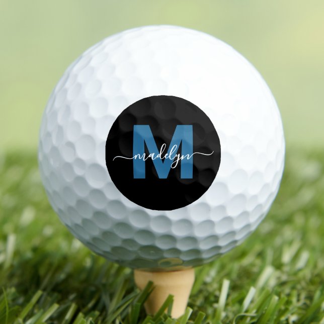 Balles De Golf Initiales de nom personnalisées Monogramme Bleu Mo (Modern Blue Monogram Name Initials Personalized Golf Balls)