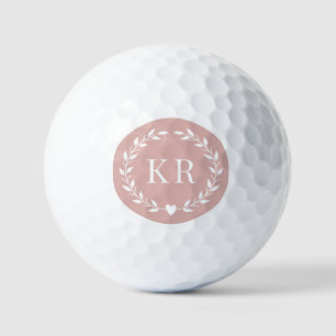 Balles De Golf Initiales double monogramme rose pâle