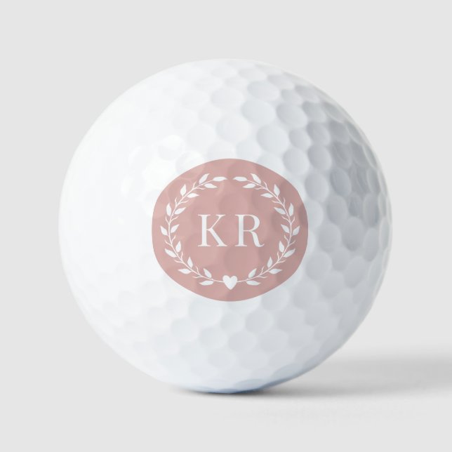 Balles De Golf Initiales double monogramme rose pâle (Recto)