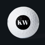 Balles De Golf Initiales du Monogramme blanc noir moderne personn<br><div class="desc">Monogramme noir moderne Initiales Boules de golf personnalisées</div>