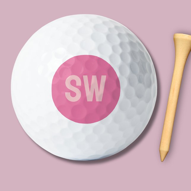Balles De Golf Initiales du monogramme rose moderne (Modern pink monogram golf balls)