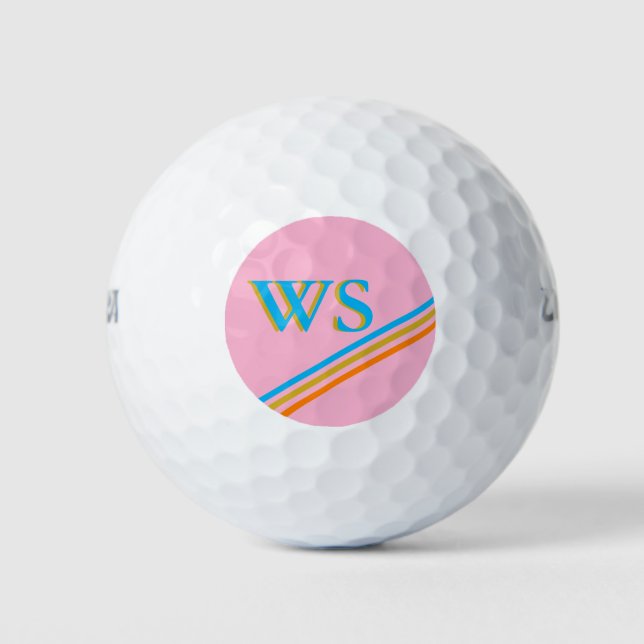 Balles De Golf Initiales du Monogramme rose moderne personnalisée (Devant)