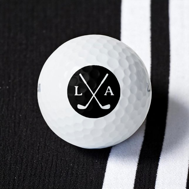 Balles De Golf Initiales et clubs de golfeurs noirs/blancs (Créateur téléchargé)