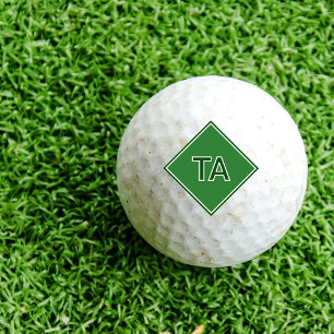 Balles De Golf Initiales minimalistes en vert sur vert