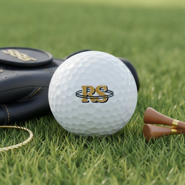 Balles De Golf Initiales Monogramme Orbite Noire Tout Couleur ID1 (Créateur téléchargé)