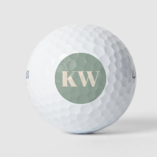 Balles De Golf Initiales Monogramme Vert Sauge Moderne Personnali