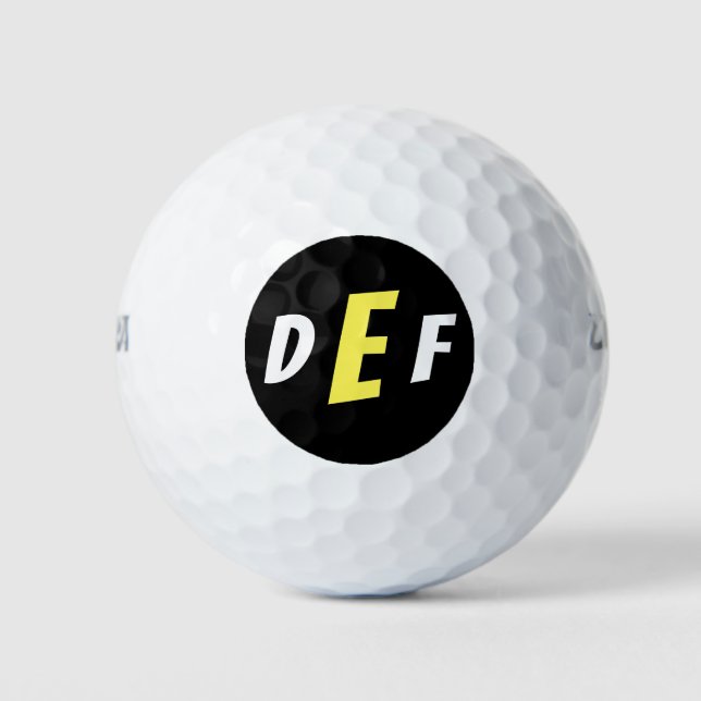Balles De Golf Initiales Monogrammes modernes pour hommes Jaune (Devant)
