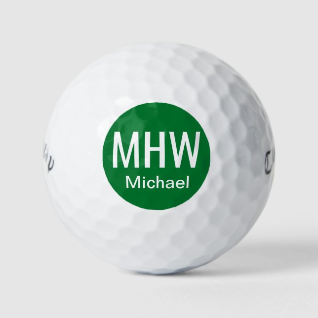 Balles De Golf Initiales Nom Vert (Devant)