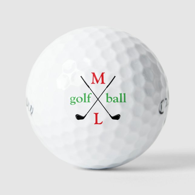 Balles De Golf Initiales rouges . monogramme sur blanc (Recto)