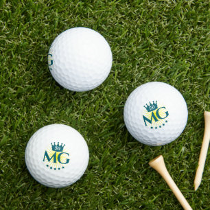 Balles De Golf Initiales Turquoises foncées Étoiles de la Couronn