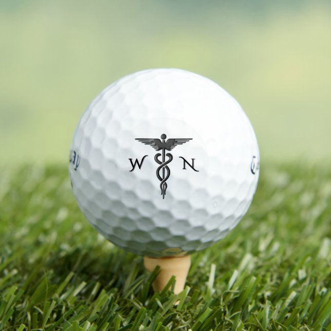 Balles De Golf Insignia Médicale Caduceus Monogramme (T-shirt Insitu)