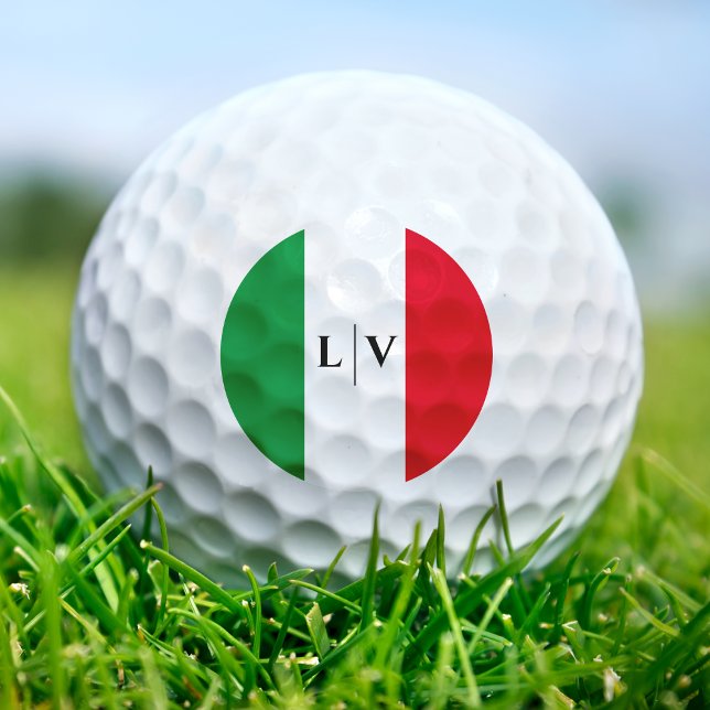 Balles De Golf Italie Drapeau italien Rouge Blanc Vert Nom Initia (Italy Italian Flag Red White Green Name Initials Golf Balls)