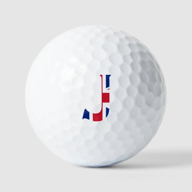 Balles De Golf J Monogram superposé sur Union Jack Flag va gbcnt (Recto)